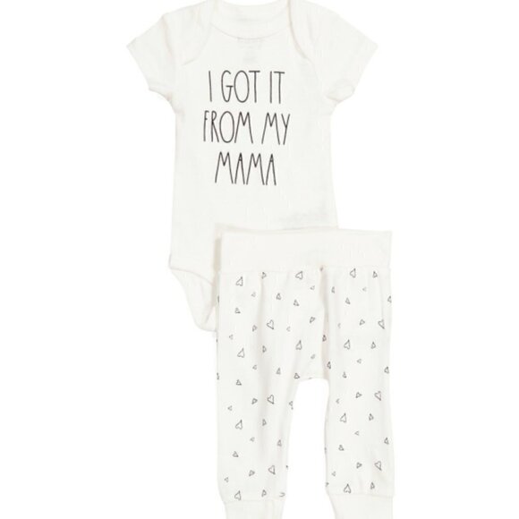 RAE DUNN Newborn 2pc Got It From My Mama Bodysuit Set 0 - 3 month - Picture 1 of 3
